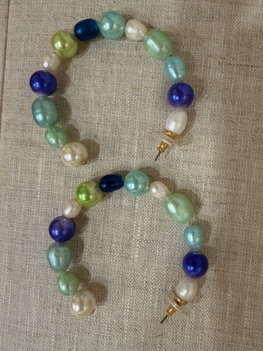 BaubleBar Pastel Pearl Hoop Earrings in Blue, Green & White
